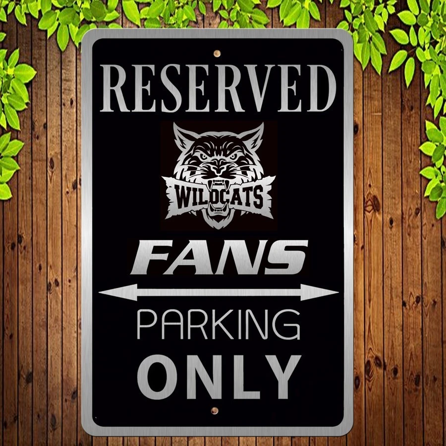 Wildcats Fan Art Black on Brushed etched Aluminum Parking only Sign 8 x 12 inch. - Picture 1 of 6