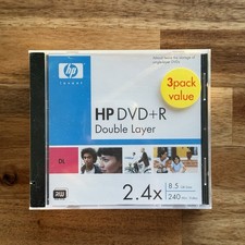 HP 3 Pack DVD R DL Double Layer DVD Disk 8.5 GB 240 min Video 2.4X Disc