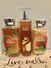 Bath & Body Works PEACH BELLINI Shower Gel / Mist / Body Lotion RARE Sealed Set