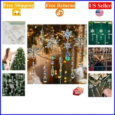 18pcs Iridescent Acrylic Snowflake & Icicle Ornaments for Christmas Tree