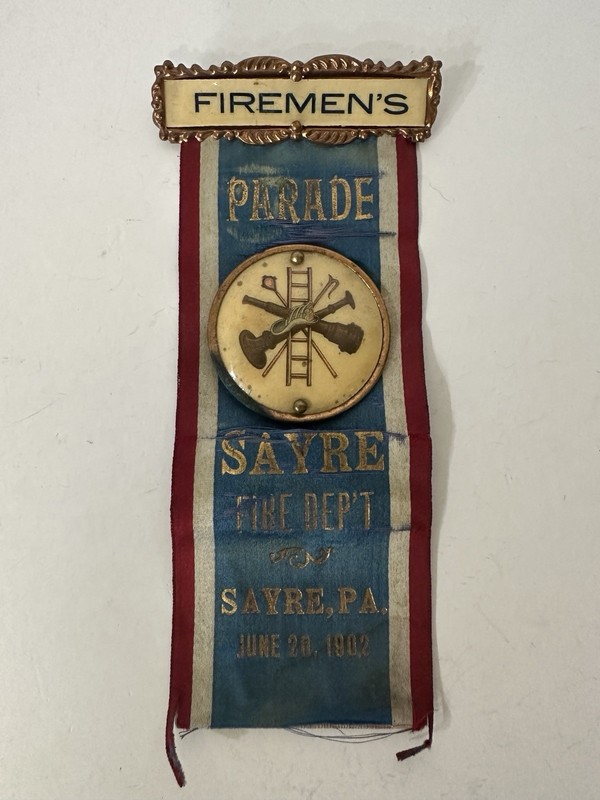 Antique Firefighter Ribbon Award Victorian Era June 20 1902 Historic Sayre PA 6”
