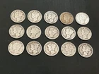 15. Mercury dimes,  various dates, circulated, 90% Silver