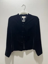 Vintage Talbots Velvet Long Sleeve Button Up 4 Black