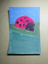 Expressionism Original Painting Lady Bug 4x6 Ladybug Artwork Insects