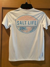 Salt Life Girl s White Shirt Sleeves SLX Drifit Shirt NWT Size M