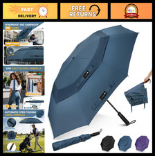 Large Windproof Golf Umbrella 54/62 Inch - Portable Double Canopy Travel Umbrell