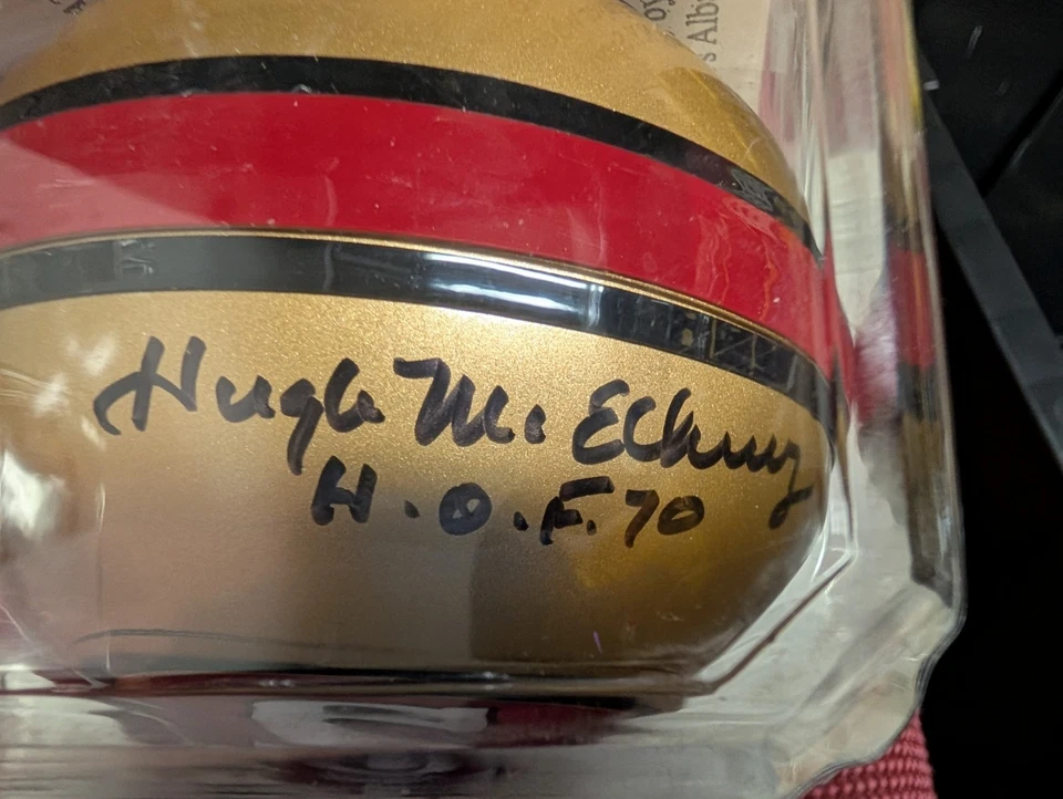 Mini casco firmado autografiado por Hugh McElhenny de los 49ers de San Francisco certificado de autenticidad Foto 2 de 3