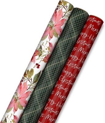Hallmark Recycled and Recyclable Christmas Wrapping Paper with Cuts on the Back 