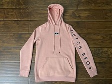 Dutch Bros Coffee Mens Womens Pink Salmon Hoodie Sweatshirt Patch Logo Size S