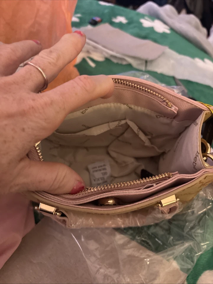 Bebe Leilani Monogram Handle/crossbody/ Almond And Powder Pink. Clutch  Also - Image 3 of 4