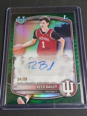 2025-26 Bowman Basketball Reed Bailey Green Reptilian Auto #94/99   Indiana NCAA
