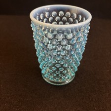 Vintage Blue Opalescent Hobnail Glass