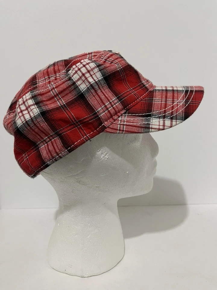 Puma Newsboy Womens Cap Red White BLK Plaid Hat W Puma Logo Adjustable Back OSFA - Image 2 of 4