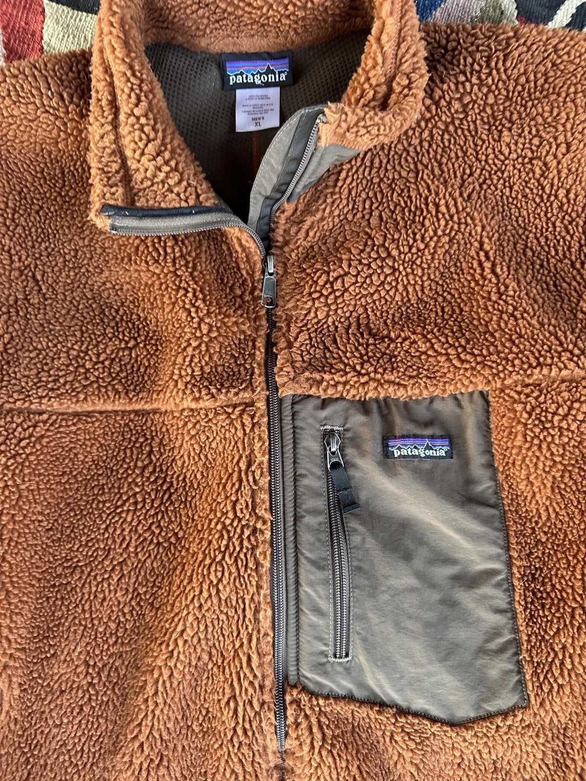 Rare PATAGONIA Deep Pile Fleece Brown Cedar Cardigan Gorpcore Retro-X XL   thumbnail 2