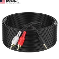 Abireiv 3.5mm to RCA Cable 10ft TRS Male 2RCA Stereo Y 10FT