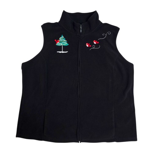 Gilet Maglione Pile Nero Holiday Editions XL Albero di Natale Cardinali Zip Up - Foto 12 di 12