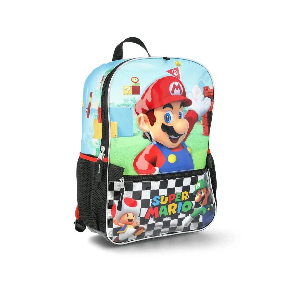 17" Super Mario Backpack, Lunch Box, Gadget Case, and ID Holder Nintendo/Boys - Image 2 of 4