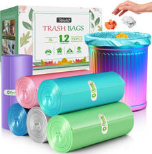 1.2 Gallon/330Pcs Strong Trash Bags Colorful Clear Garbage Bags by , Bathroom Tr