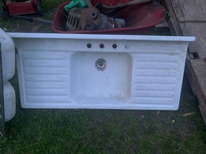 Rare Vintage 1920's Farmhouse Kitchen Porcelain Sink Cast Iron 55”×25”