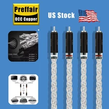 6AG Pair HiFi Audio Cable Silvered RCA Plug Varistrand Signal Interconnect Cord