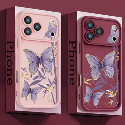 Handyhülle für iPhone 17 Pro Max 16 Plus 15 14 13 12 Silikon Schmetterlings Case