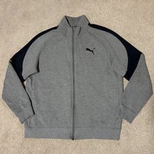 PUMA Mens L Full Zip Track Jacket Gray w/ Black Panels Sweatshirt Y2K Athleisure