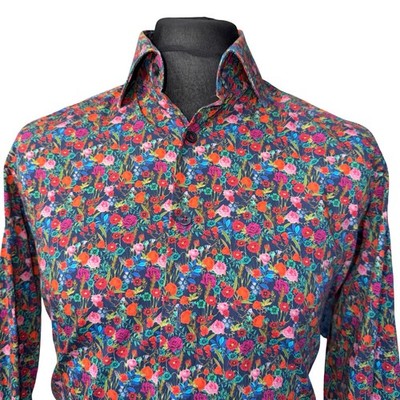HAWES & CURTIS Hemd Herren MEDIUM (40'') Langarm Blumenmuster