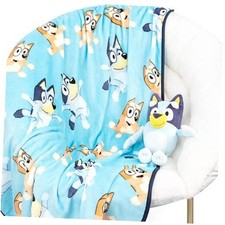 Bluey Plush Mini Pillow Buddy 40 x 50 Inch Travel Throw Set - Kids Super