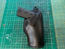 Handmade Leather RH 1911 Cross Draw Pigskin lined Holster Belt Clip