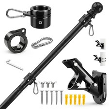 6 FT Stainless Steel Flag Pole Kit, Heavy Duty Metal 360  Tangle-Free Rings