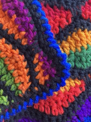 NEW HANDMADE Crocheted Afghan Throw Colorful Brick Pattern Approx 57x44 
