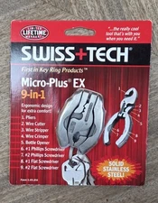 Swiss Tech Micro-Plus EX 9 In 1 Key Ring Tool New in Package Solid Stainless