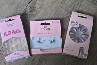 Falsche Nägel und Wimpern Konvolut Eylure No9, Elegant Touch Salon French