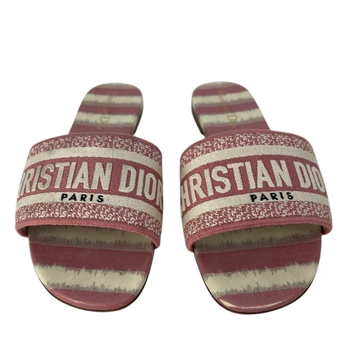 Sandales Christian Dior coton rayures Dway brodées mules slide pointure 39,5