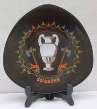Assiette en Émaux de LONGWY - Décor " Souviens toi du Vase de SOISSONS " 