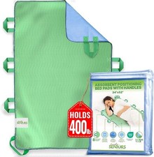 Absorbent Positioning Bed Pad with Handles 34" X 52"- Washable Waterproof Inc...