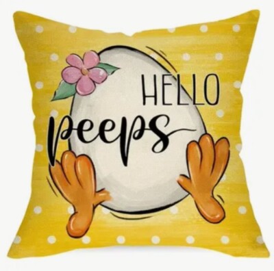 Baby Chick Hello Peeps Eggs Spring Easter Throw Pillow Cover Holiday Home Decor