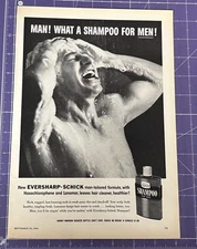 1956 PRINT AD EVERSHARP SCHICK SHAMPOO FOR MEN