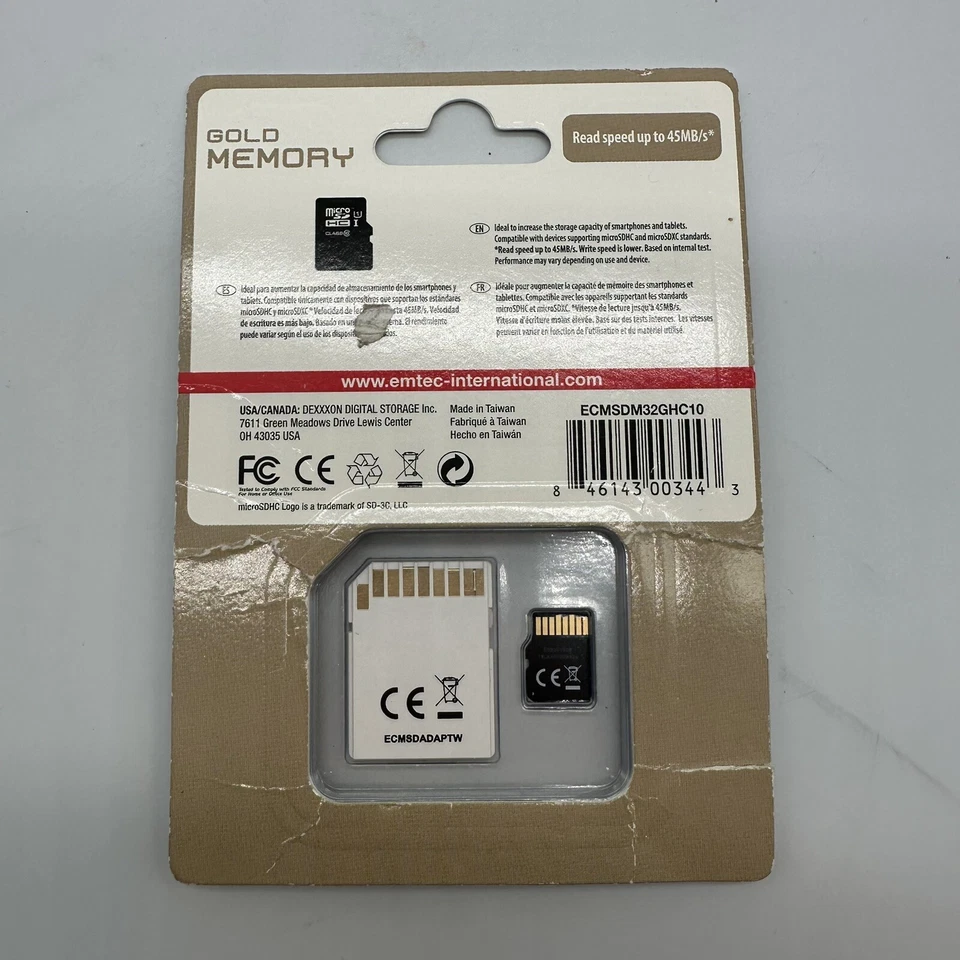 EMTEC Micro SDHC /SDXC GOLD Memory Card 32GB and up to 45 MB/s With Adapter - Image 2 of 3