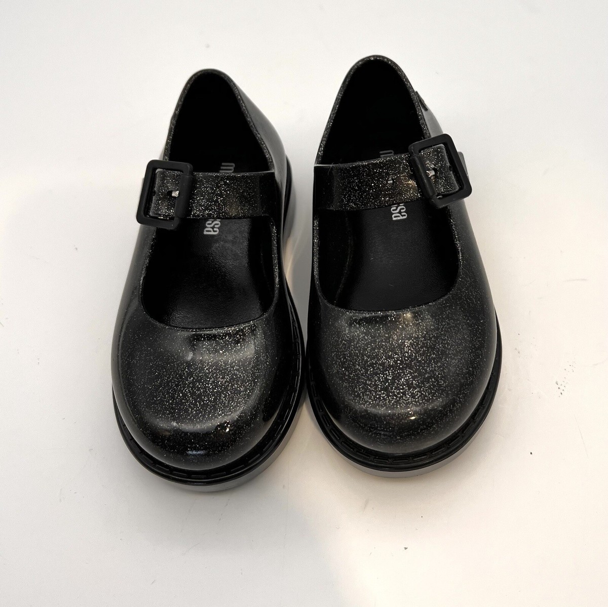 Mini Melissa Black Lola Mary Janes Stacked Toddler Baby Size New No Box