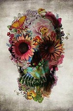 Póster Calavera Flor DOD Día de los Muertos Grande 24"x36" Impresión Imagen Arte de Pared Nuevo
