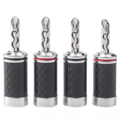 4PCS BFA Z Banana Plug Rhodium Plated Carbon Fiber Shell HiFi Speaker Connector