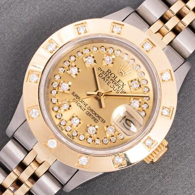 Rolex Lady DateJust Champagne Dial - Steel and 18k Gold Diamond Bezel Watch 