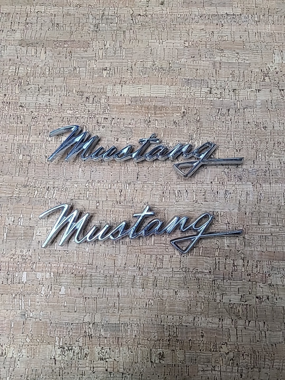 Used Pair Chrome Fender Side Script Emblems For 1968 Ford Mustang | eBay