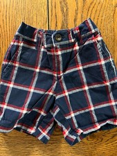 Janie and Jack Americana Charm Shorts Boys Plaid Red White Blue Size 6-12 Months
