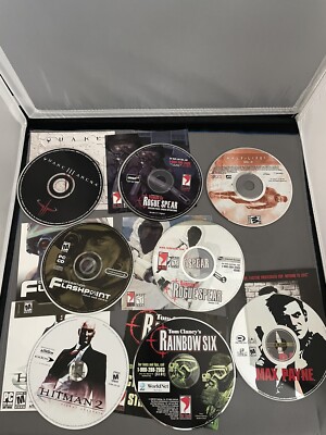Lot Of 8 PC Games Quake III, Hitman 2, Half Life 2, Max Payne, Tom Clancy & More