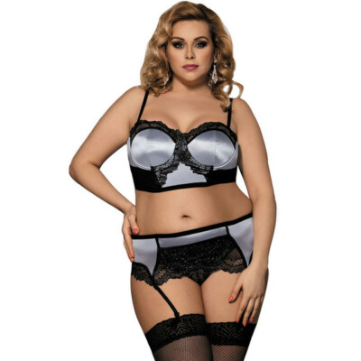 Bra Set Women Plus Size Garter Sets with Garter Belt Lingerie Sets