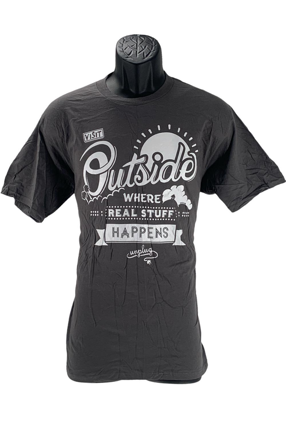 Мужская футболка с графическим рисунком Port - Company Visit Outside серого цвета