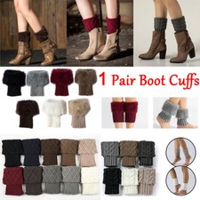 Winter Womens Ladies Knitted Boot Cuffs Fur Knit Toppers Boot Socks Leg Warmer  