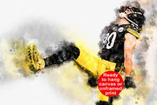TJ Watt watercolor, Pittsburgh Steelers wall art, Pittsburgh Steelers TJ Watt p
